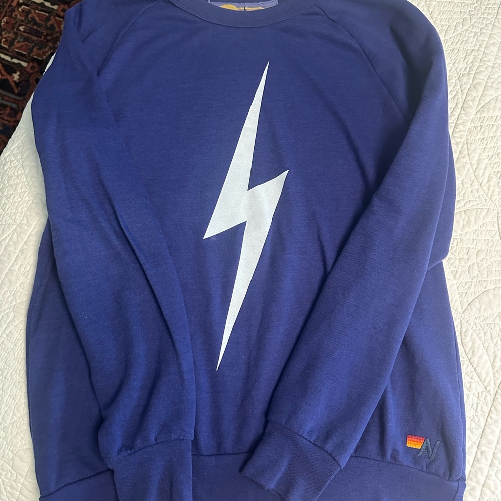 Aviator Nation — purple lightning bolt crewneck